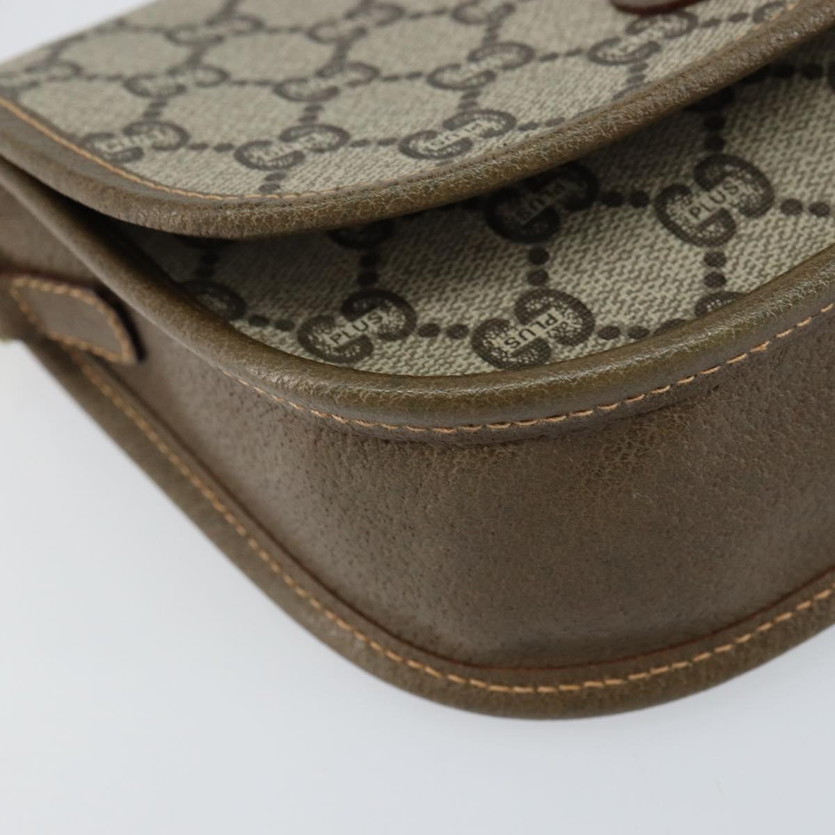 GUCCI GG Plus Supreme Shoulder Bag PVC Beige Gold Auth ka473