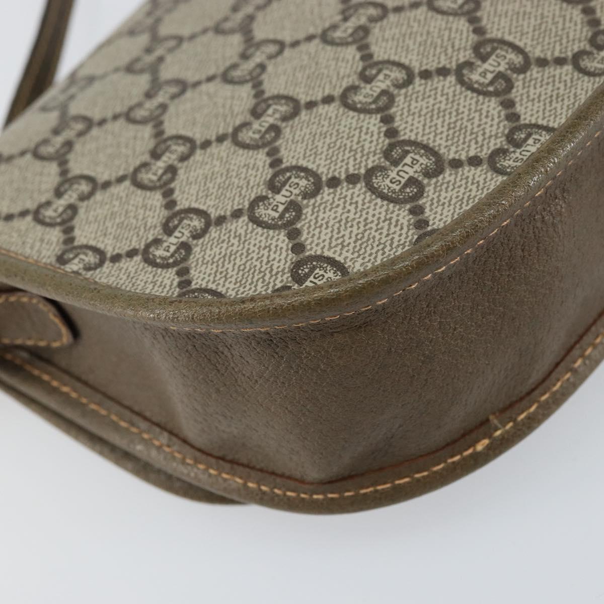 GUCCI GG Plus Supreme Shoulder Bag PVC Beige Gold Auth ka473