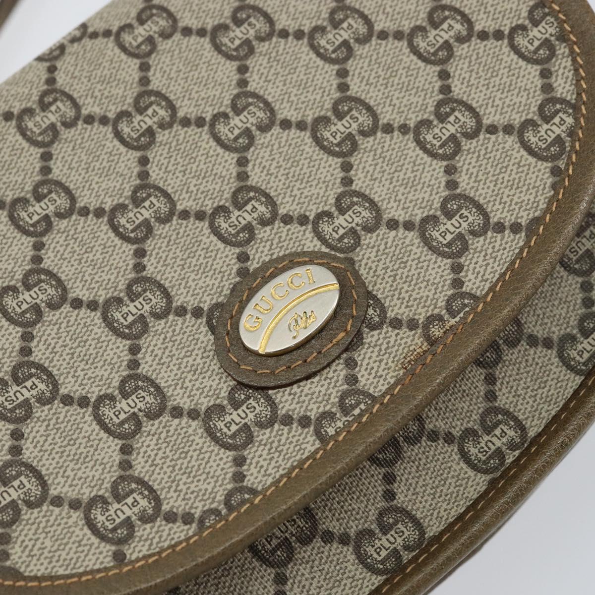 GUCCI GG Plus Supreme Shoulder Bag PVC Beige Gold Auth ka473