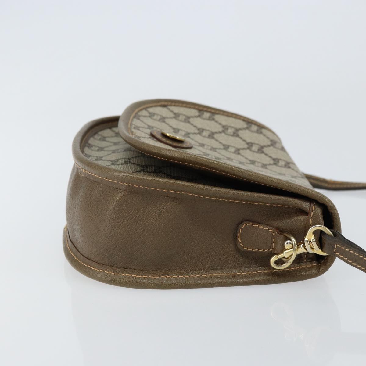 GUCCI GG Plus Supreme Shoulder Bag PVC Beige Gold Auth ka473