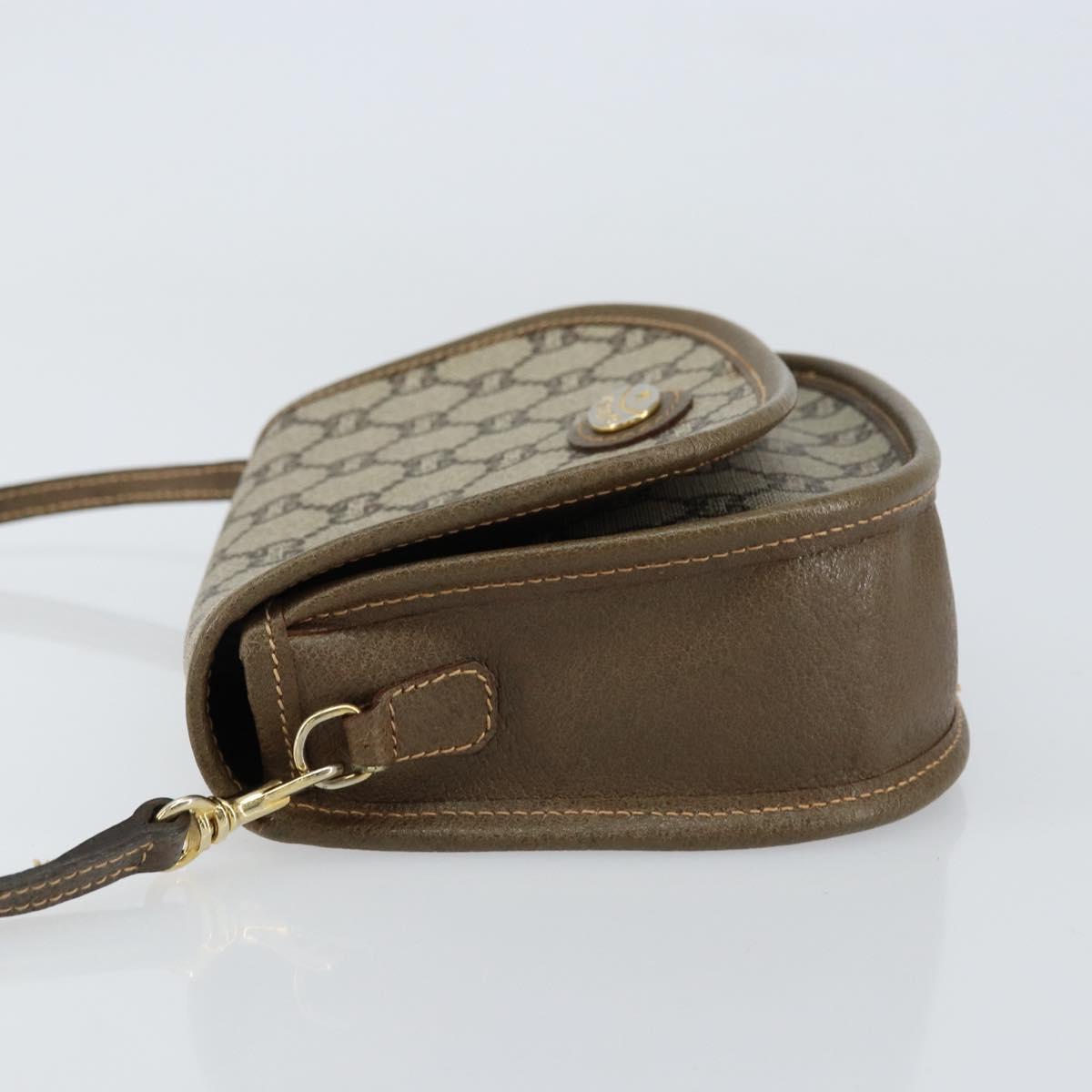 GUCCI GG Plus Supreme Shoulder Bag PVC Beige Gold Auth ka473