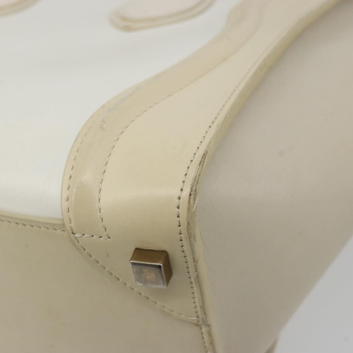 CELINE Luggage Micro Hand Bag Leather White Beige Auth ka4732A