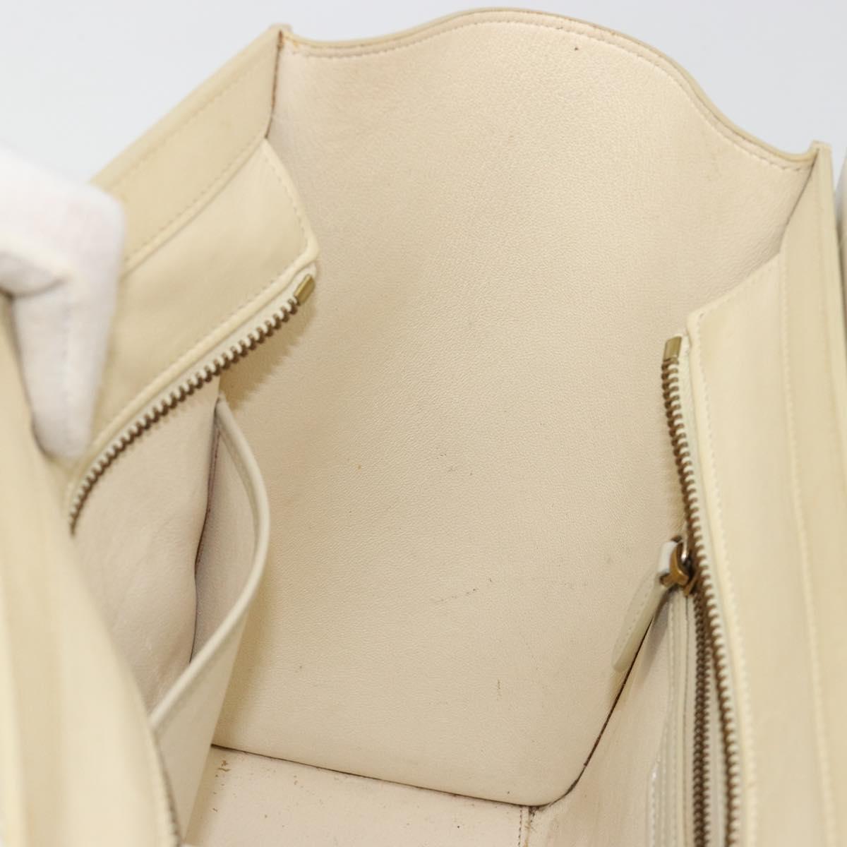 CELINE Luggage Micro Hand Bag Leather White Beige Auth ka4732A