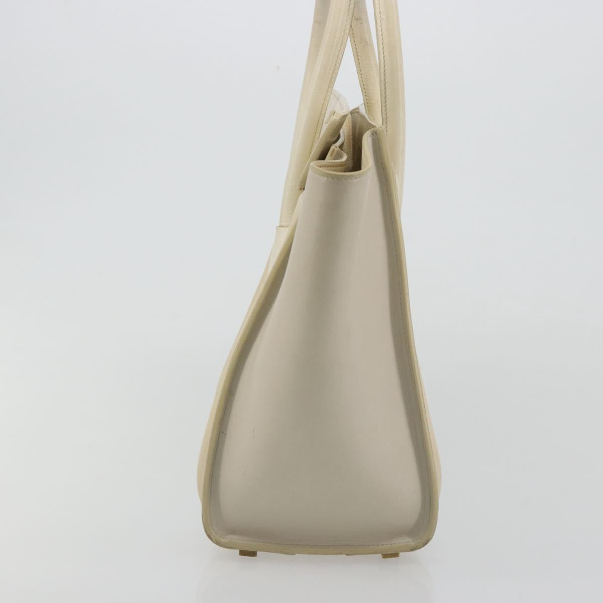 CELINE Luggage Micro Hand Bag Leather White Beige Auth ka4732A