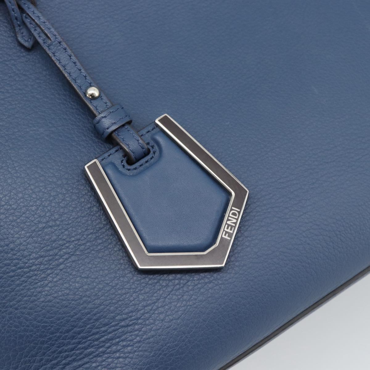 FENDI Petite To Jules Hand Bag Leather 2way Blue Silver Auth ka4735V