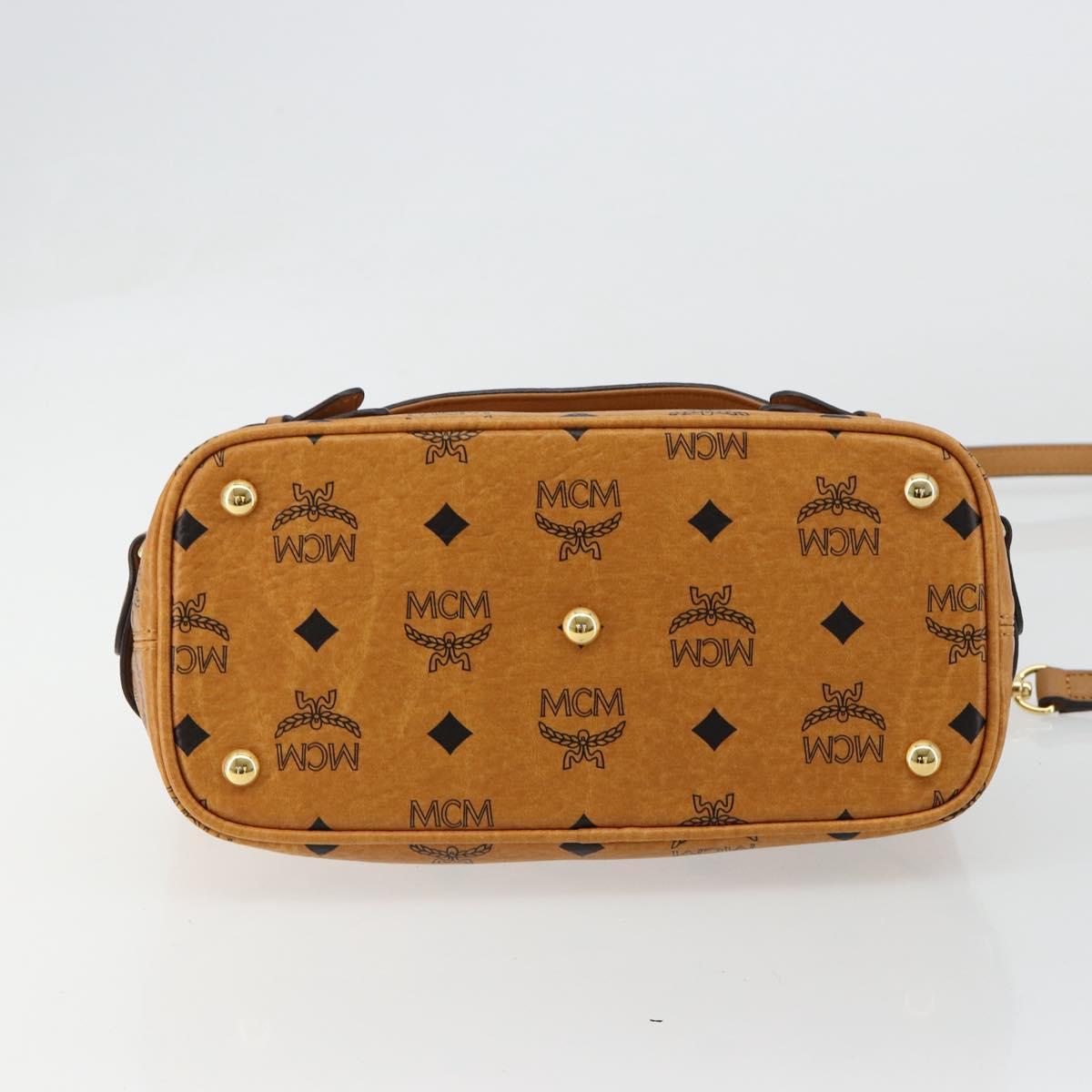 MCM Vicetos Logogram Shoulder Bag PVC Leather 2way Brown Gold Auth ka4736A