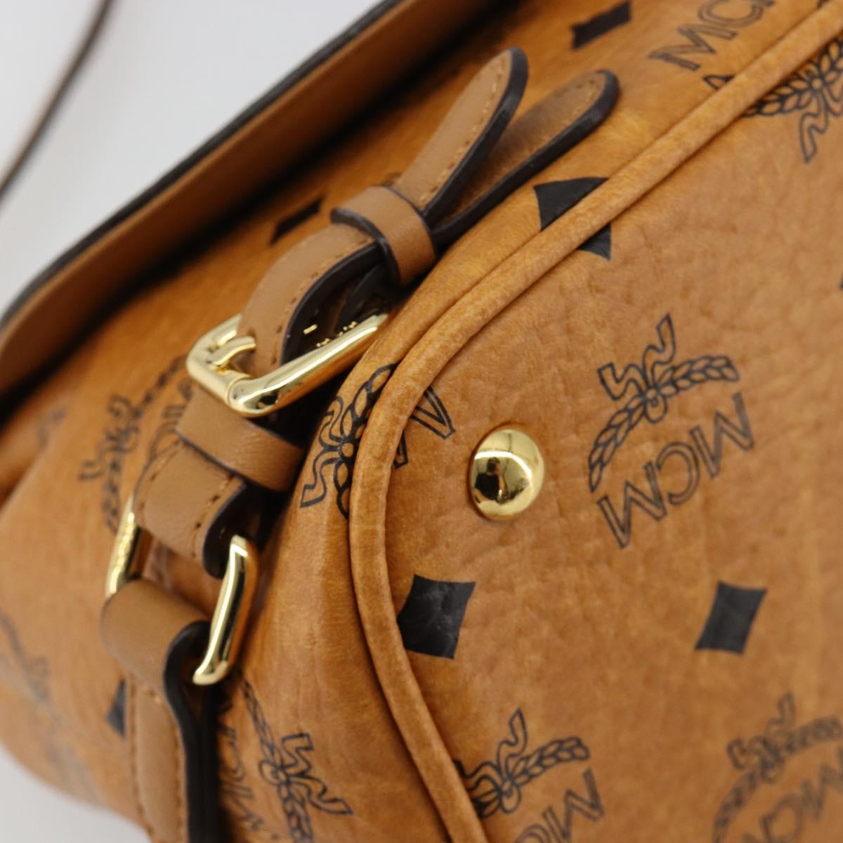 MCM Vicetos Logogram Shoulder Bag PVC Leather 2way Brown Gold Auth ka4736A