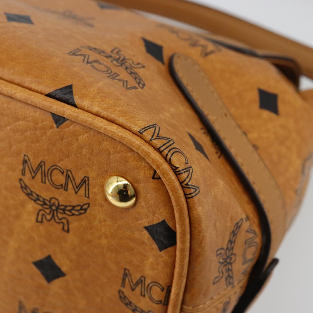 MCM Vicetos Logogram Shoulder Bag PVC Leather 2way Brown Gold Auth ka4736A