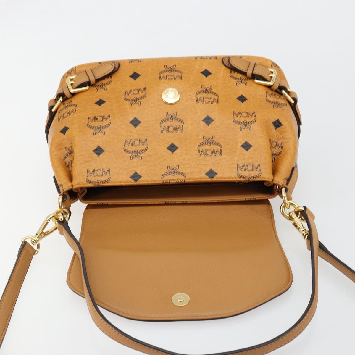 MCM Vicetos Logogram Shoulder Bag PVC Leather 2way Brown Gold Auth ka4736A