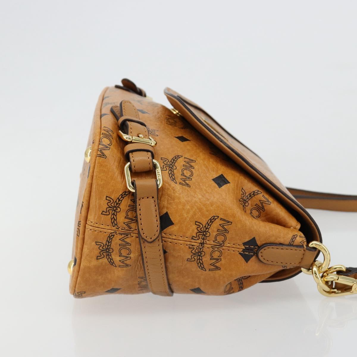 MCM Vicetos Logogram Shoulder Bag PVC Leather 2way Brown Gold Auth ka4736A