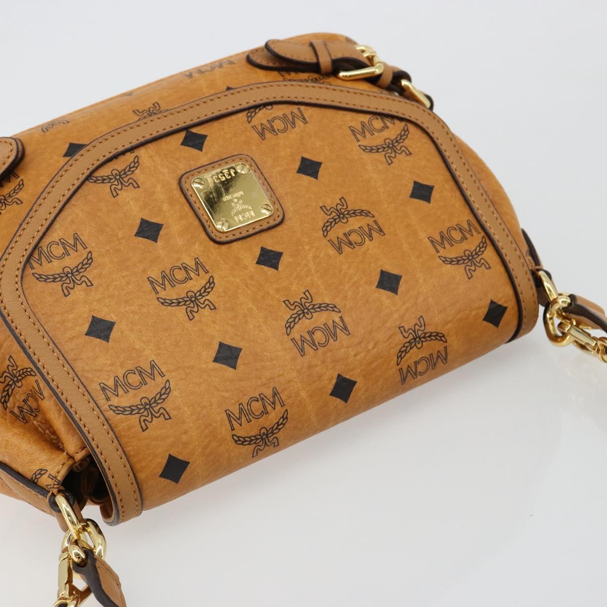 MCM Vicetos Logogram Shoulder Bag PVC Leather 2way Brown Gold Auth ka4736A
