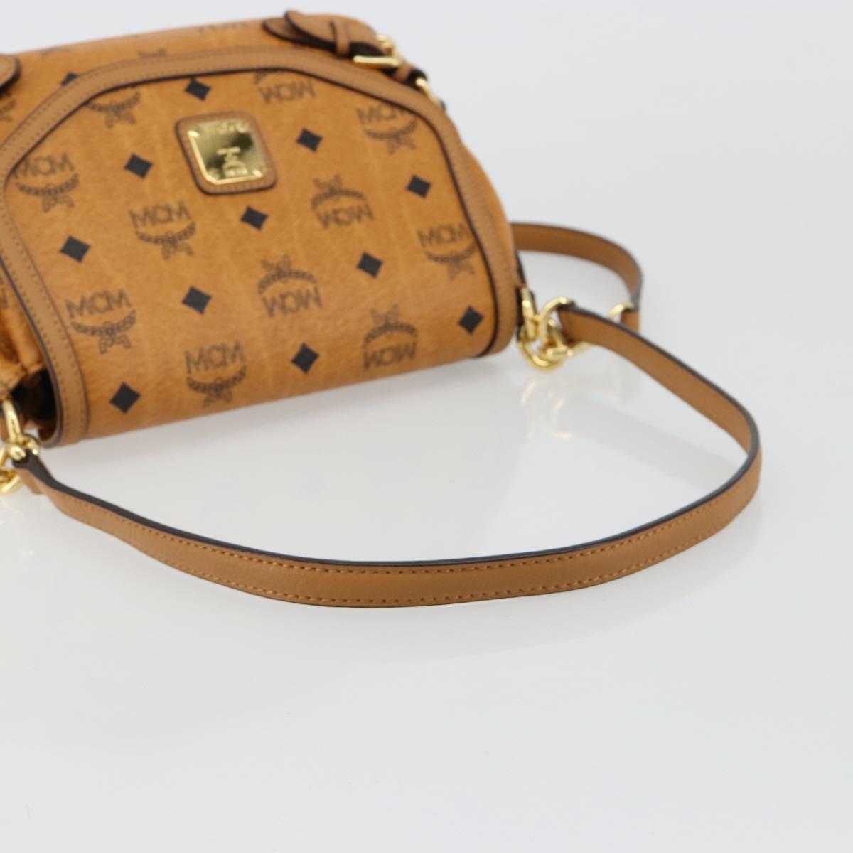 MCM Vicetos Logogram Shoulder Bag PVC Leather 2way Brown Gold Auth ka4736A