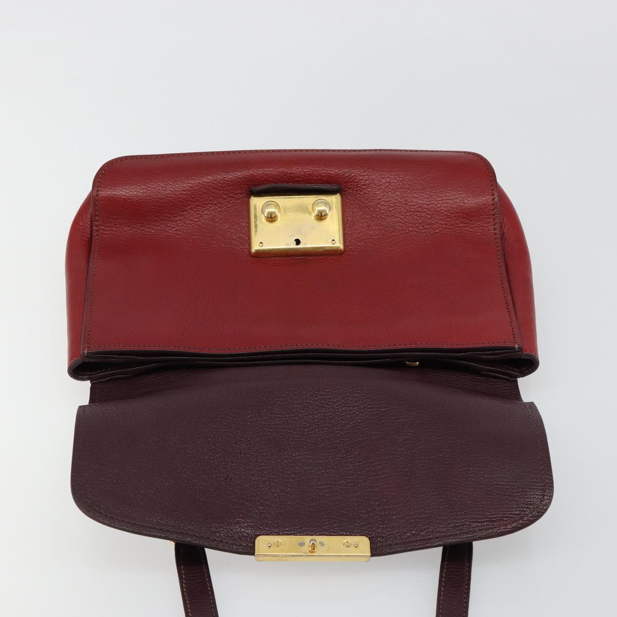Miu Miu Hand Bag Leather 2way Red Gold Auth ka4739A