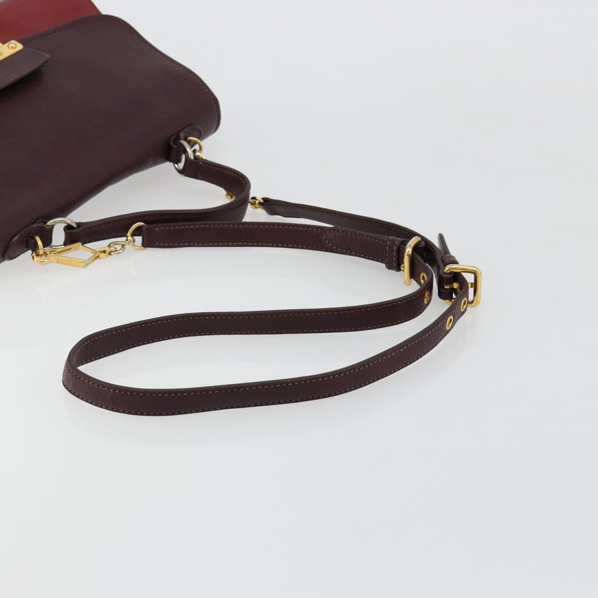 Miu Miu Hand Bag Leather 2way Red Gold Auth ka4739A