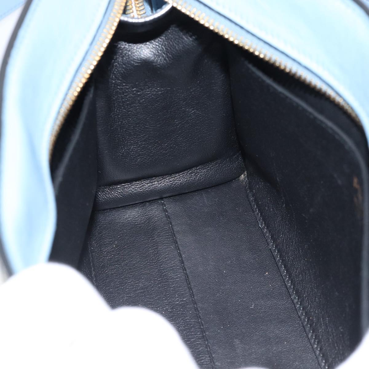 PRADA Shoulder Bag Leather Light Blue Gold Auth ka4742M