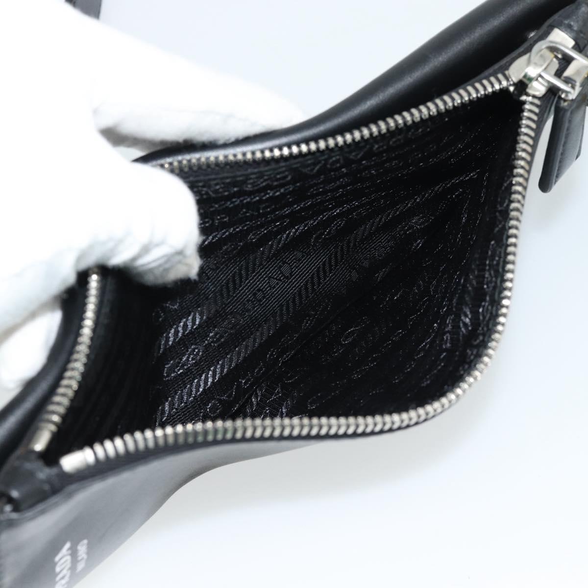 PRADA Triangle Shoulder Bag Leather Black Yellow Auth ka4743SM