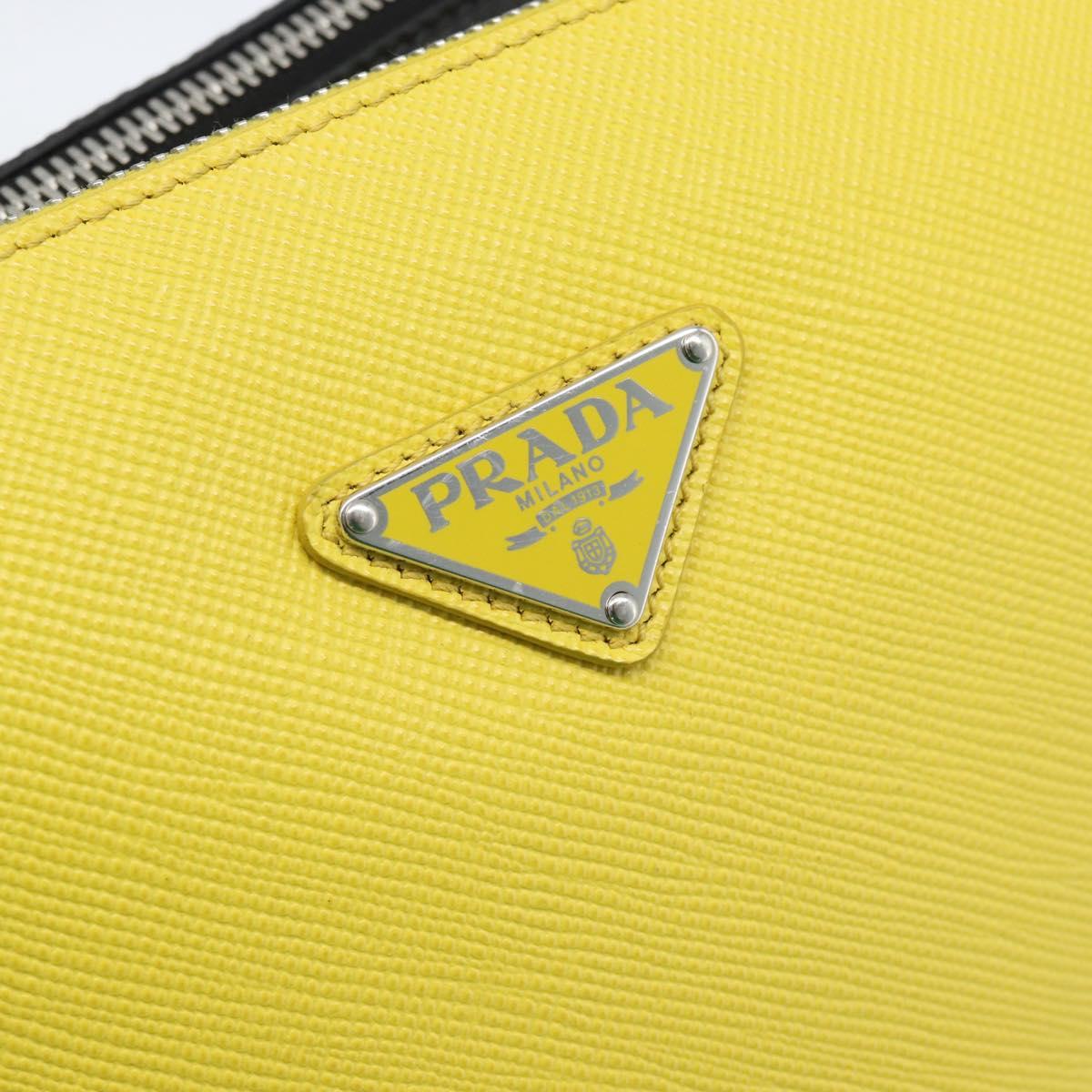 PRADA Triangle Shoulder Bag Leather Black Yellow Auth ka4743SM