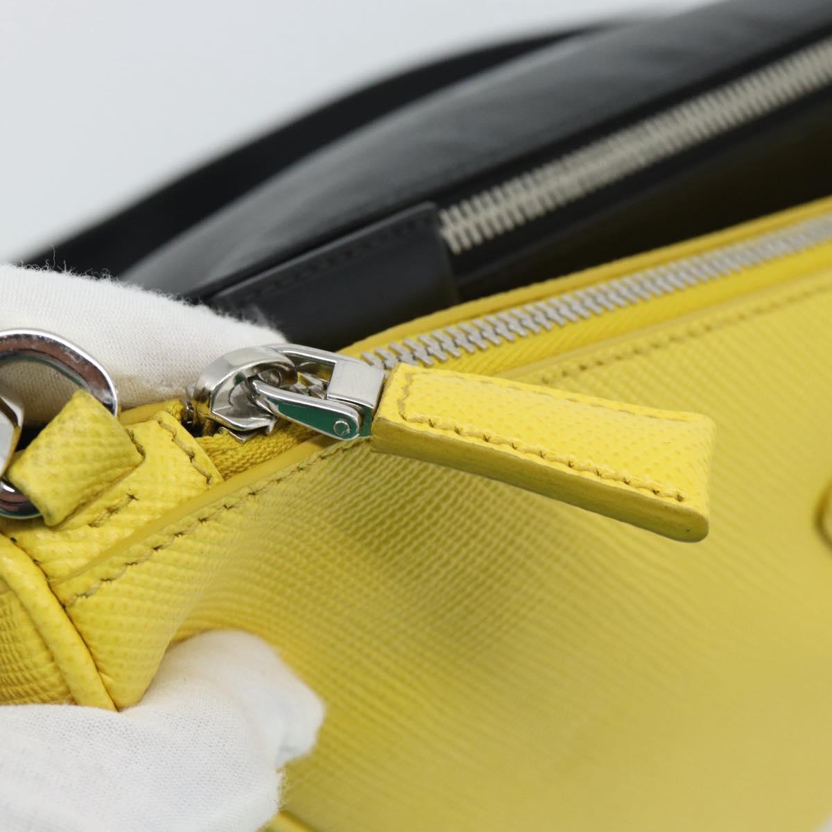 PRADA Triangle Shoulder Bag Leather Black Yellow Auth ka4743SM