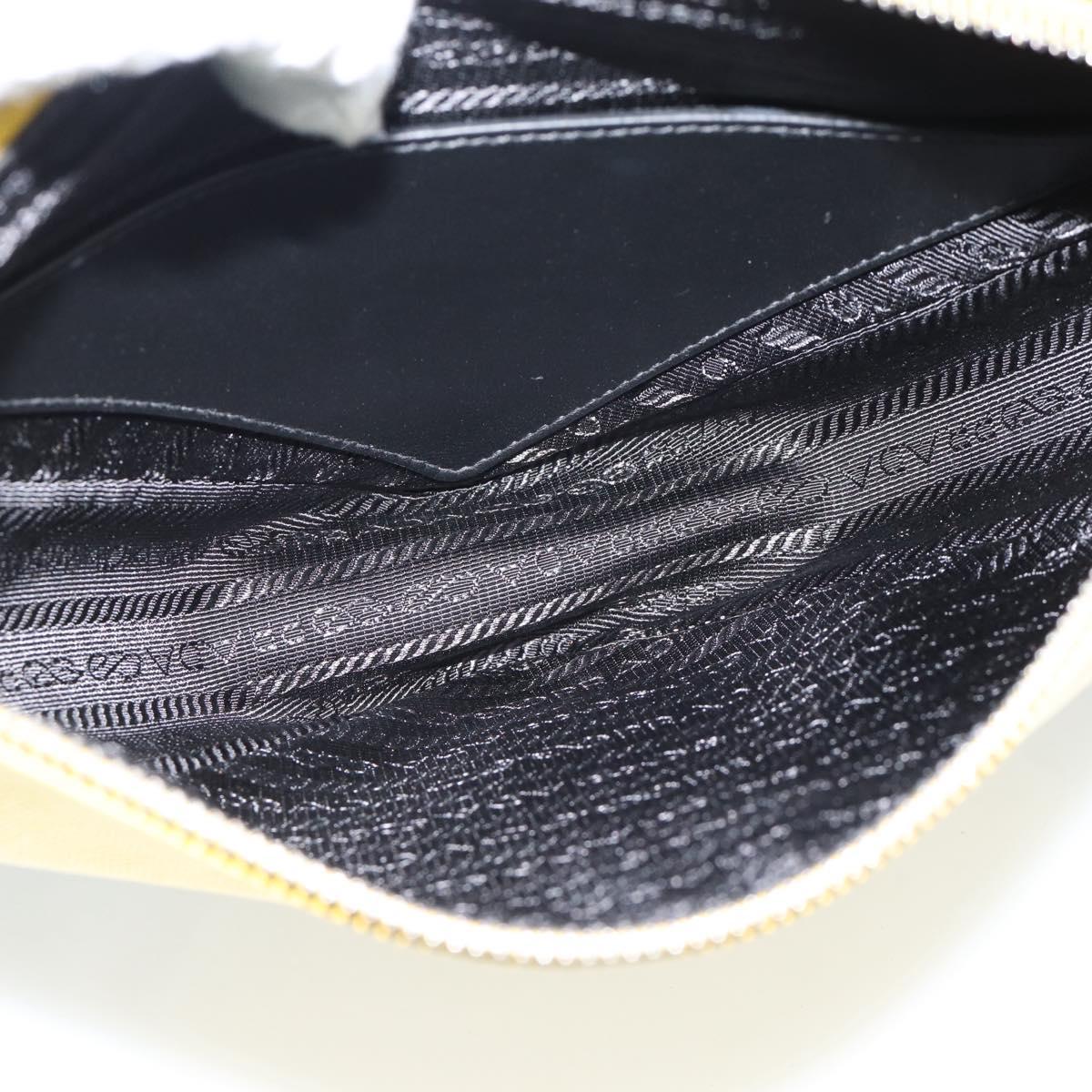 PRADA Triangle Shoulder Bag Leather Black Yellow Auth ka4743SM
