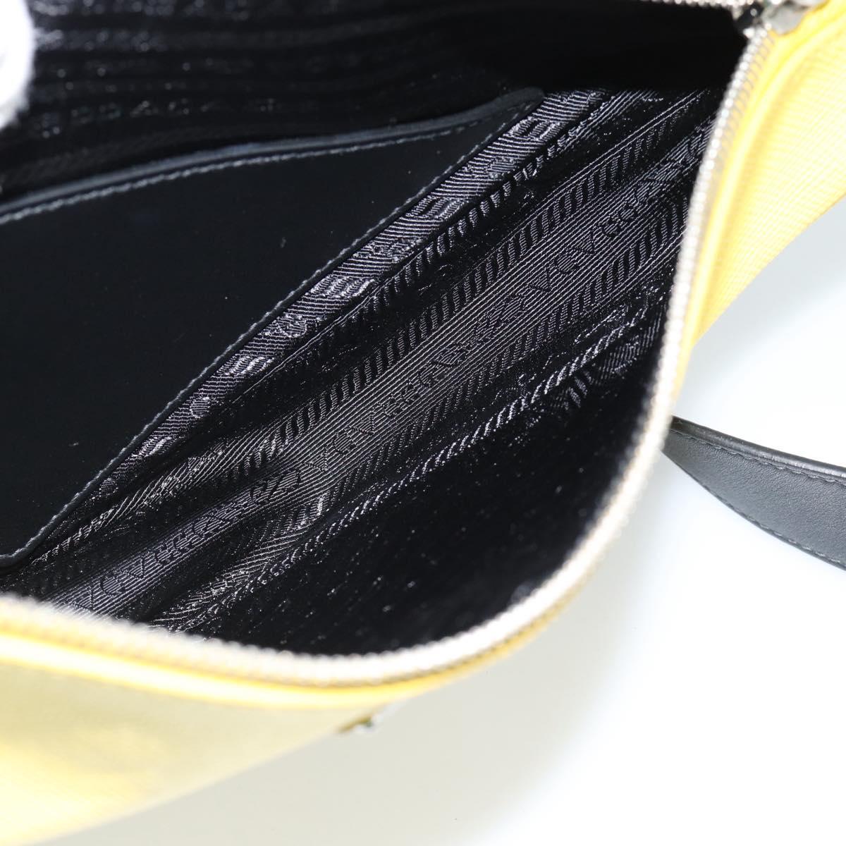 PRADA Triangle Shoulder Bag Leather Black Yellow Auth ka4743SM