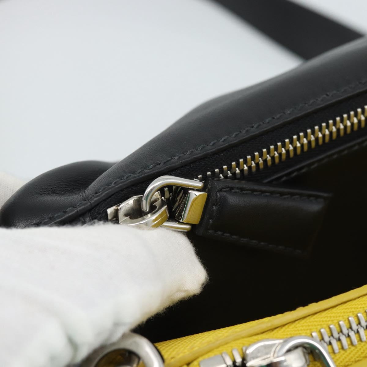 PRADA Triangle Shoulder Bag Leather Black Yellow Auth ka4743SM