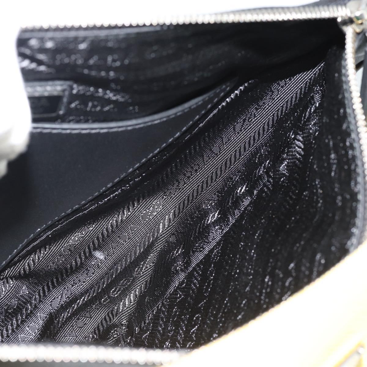 PRADA Triangle Shoulder Bag Leather Black Yellow Auth ka4743SM