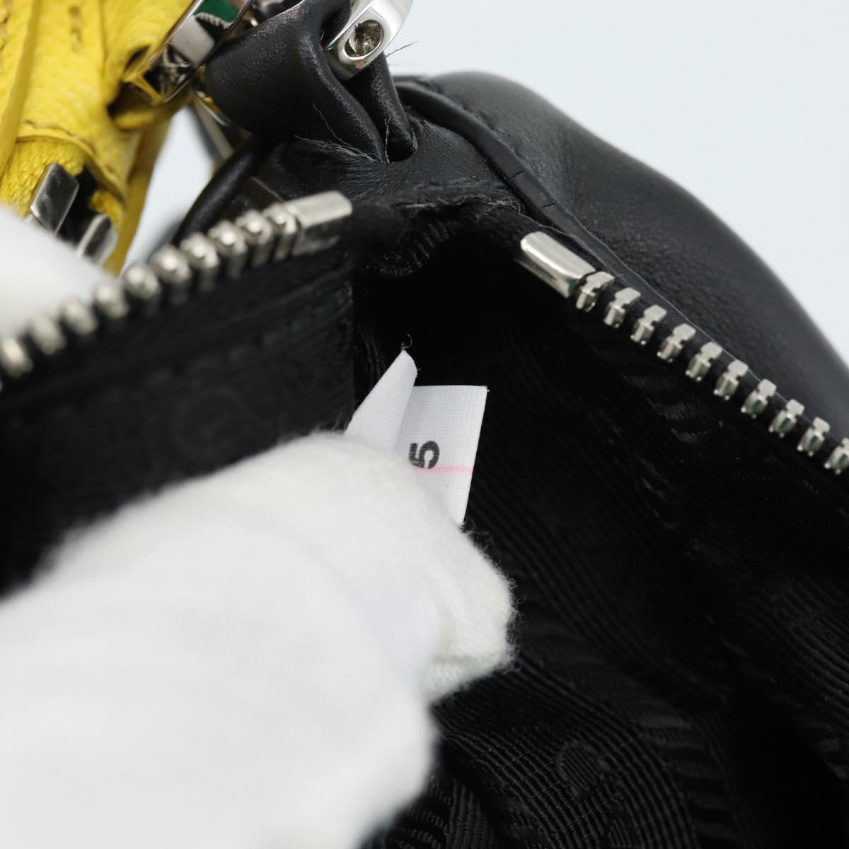 PRADA Triangle Shoulder Bag Leather Black Yellow Auth ka4743SM