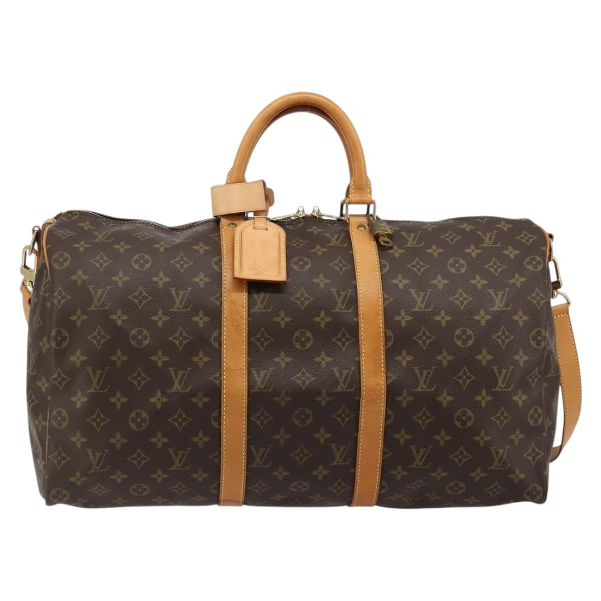 LOUIS VUITTON Monogram Keepall Bandouliere 50 Boston Bag M41416 LV Auth ka4746A
