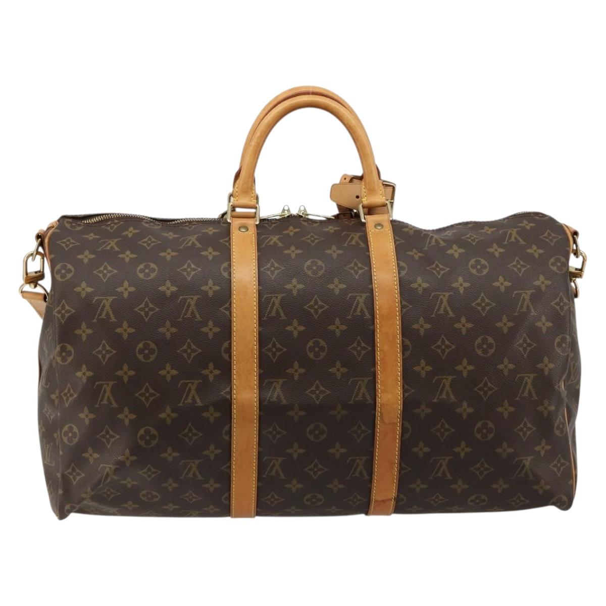 LOUIS VUITTON Monogram Keepall Bandouliere 50 Boston Bag M41416 LV Auth ka4746A