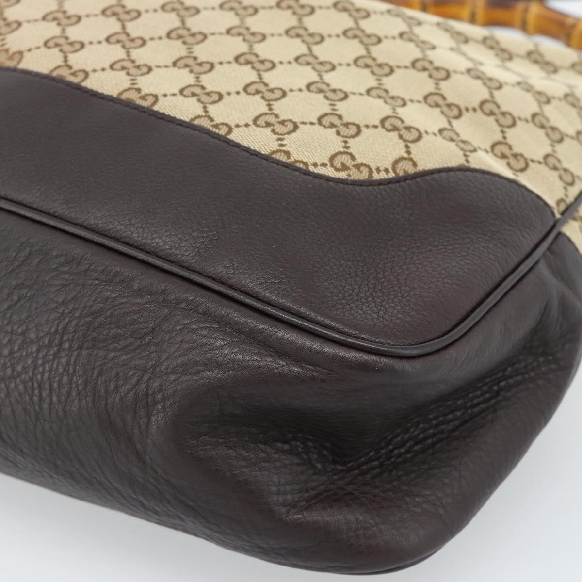 GUCCI Bamboo GG Canvas Hand Bag 2way Beige Gold 282315 Auth ka4747V