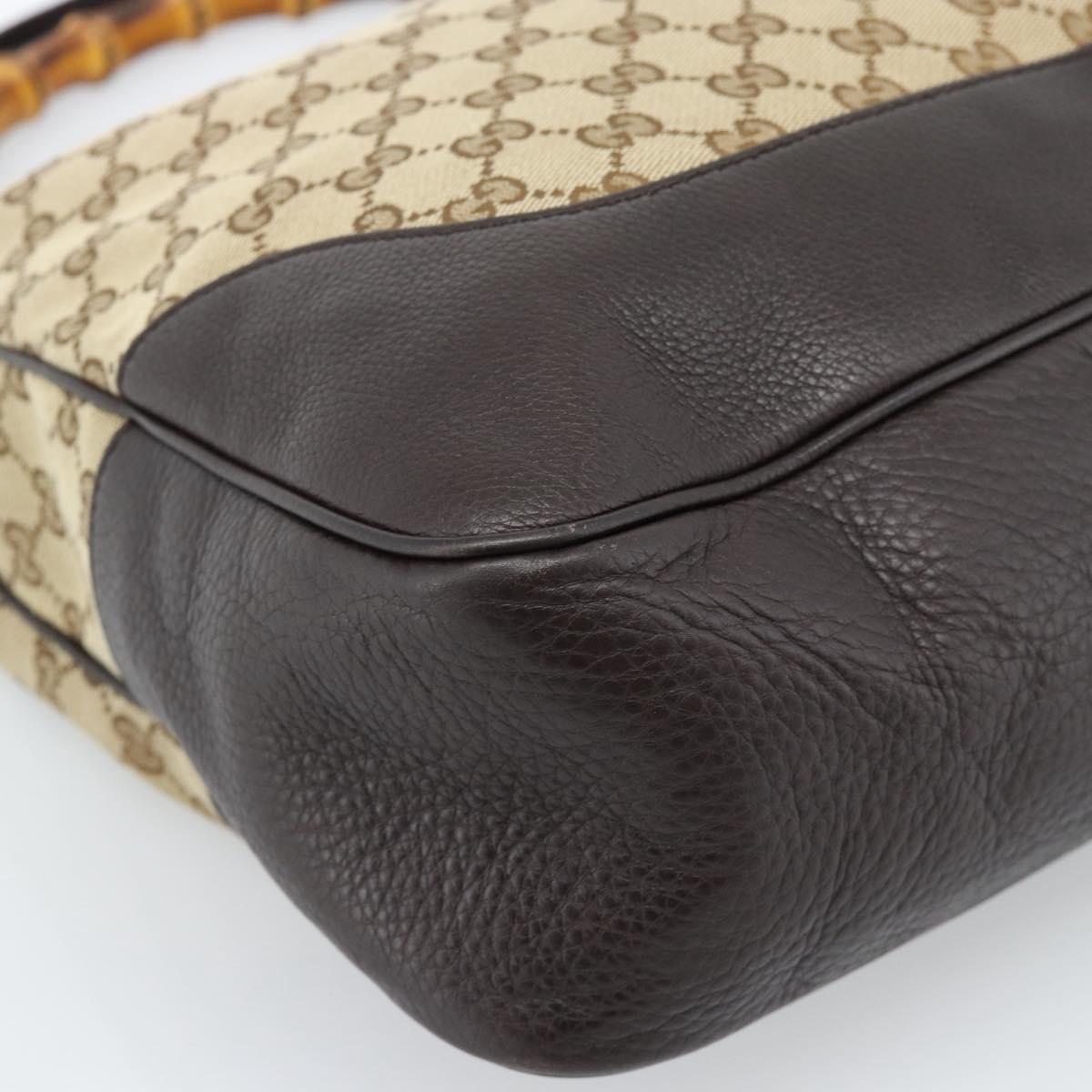 GUCCI Bamboo GG Canvas Hand Bag 2way Beige Gold 282315 Auth ka4747V