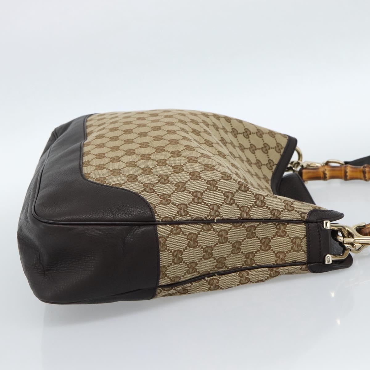 GUCCI Bamboo GG Canvas Hand Bag 2way Beige Gold 282315 Auth ka4747V