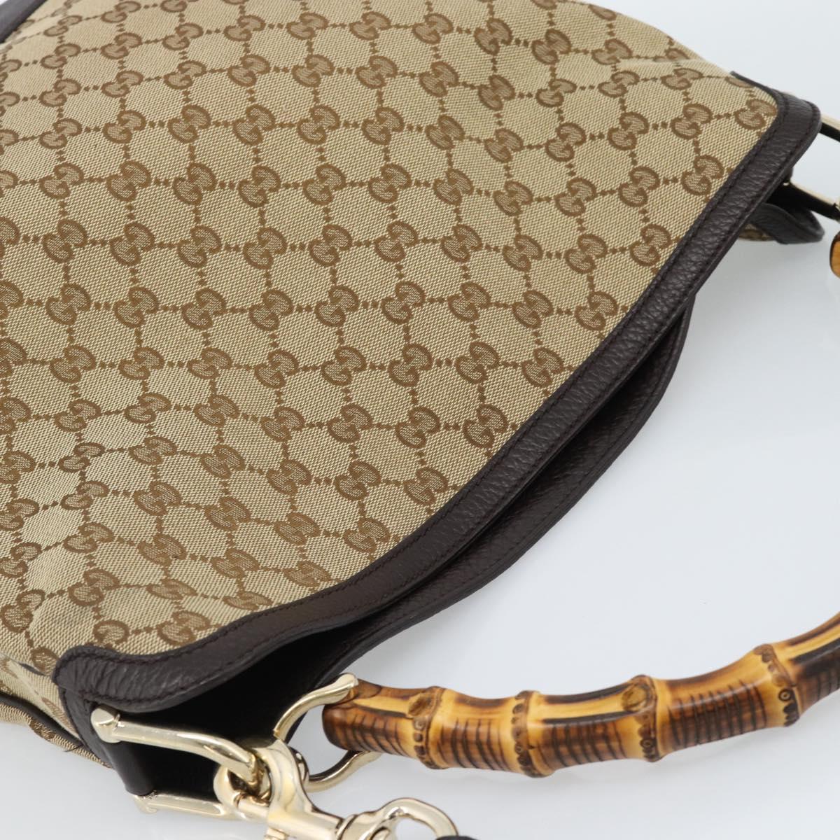 GUCCI Bamboo GG Canvas Hand Bag 2way Beige Gold 282315 Auth ka4747V