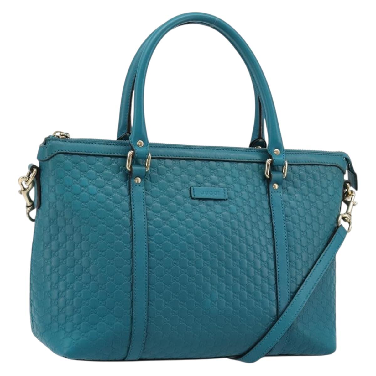 GUCCI Micro GG Guccissima Leather Outlet 2way Emerald Green 449646 Auth ka4748