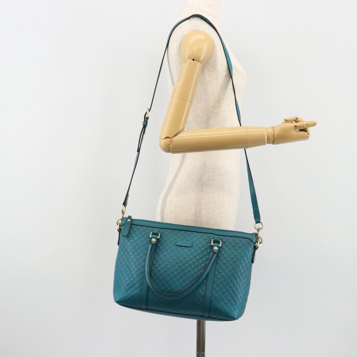 GUCCI Micro GG Guccissima Leather Outlet 2way Emerald Green 449646 Auth ka4748