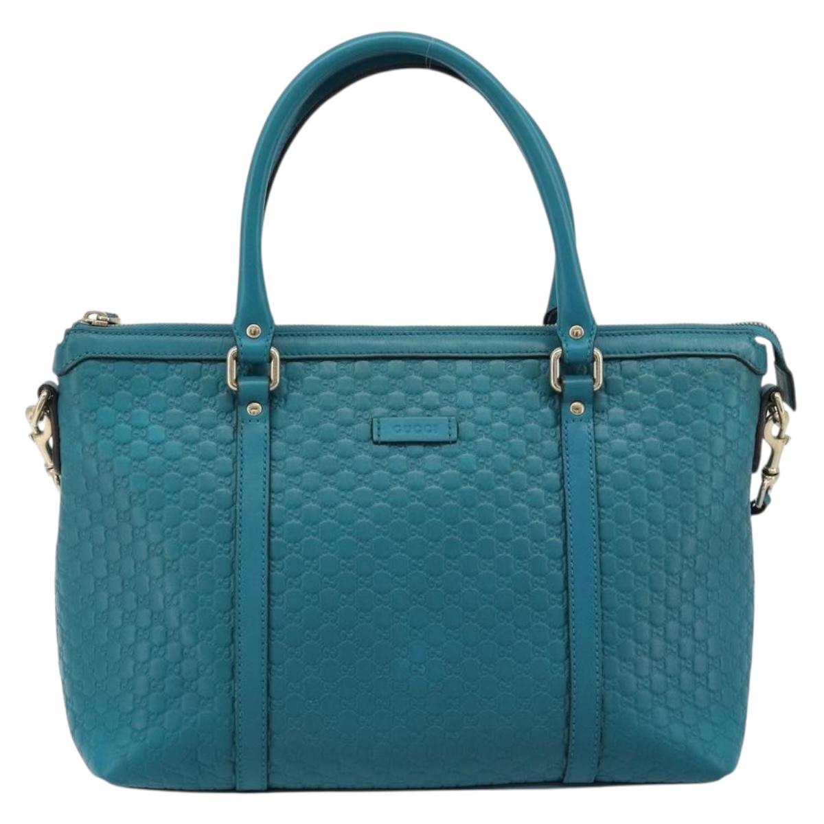 GUCCI Micro GG Guccissima Leather Outlet 2way Emerald Green 449646 Auth ka4748
