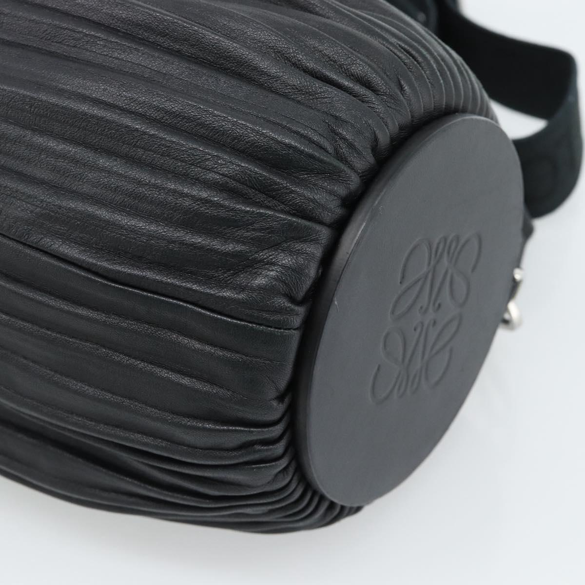 LOEWE Bracelet Pouch Large Shoulder Bag Nappa leather Black Silver Auth ka4749SM