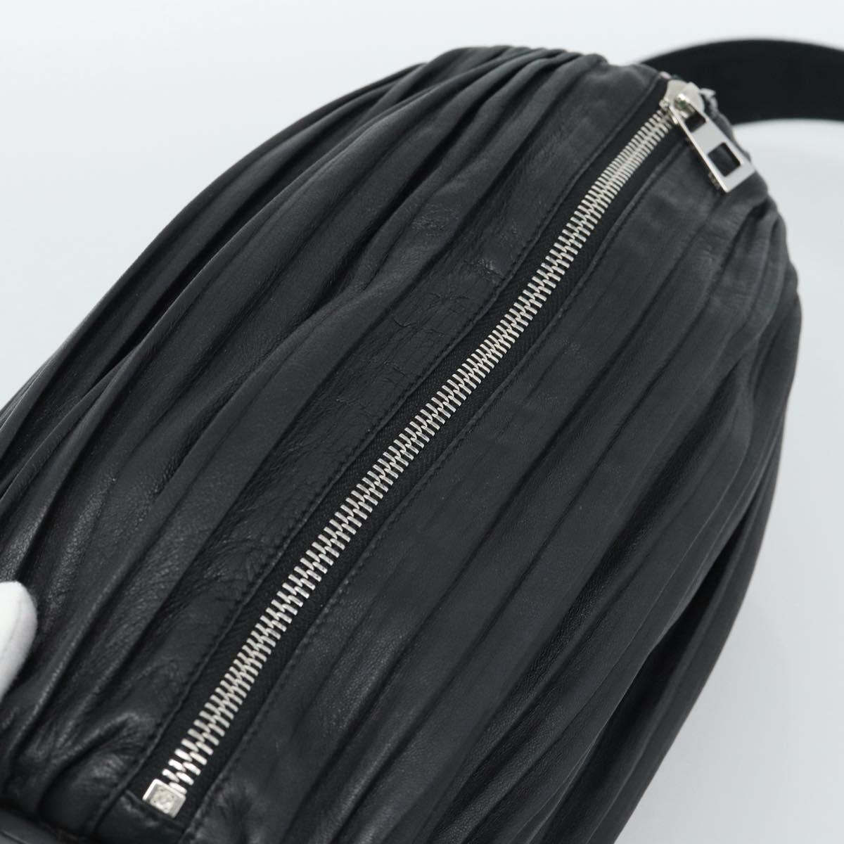 LOEWE Bracelet Pouch Large Shoulder Bag Nappa leather Black Silver Auth ka4749SM