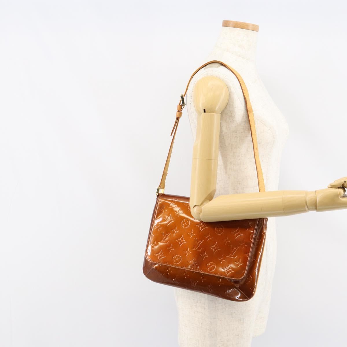 LOUIS VUITTON Monogram Vernis Thompson Street Bag Bronze M91124 LV Auth ka475