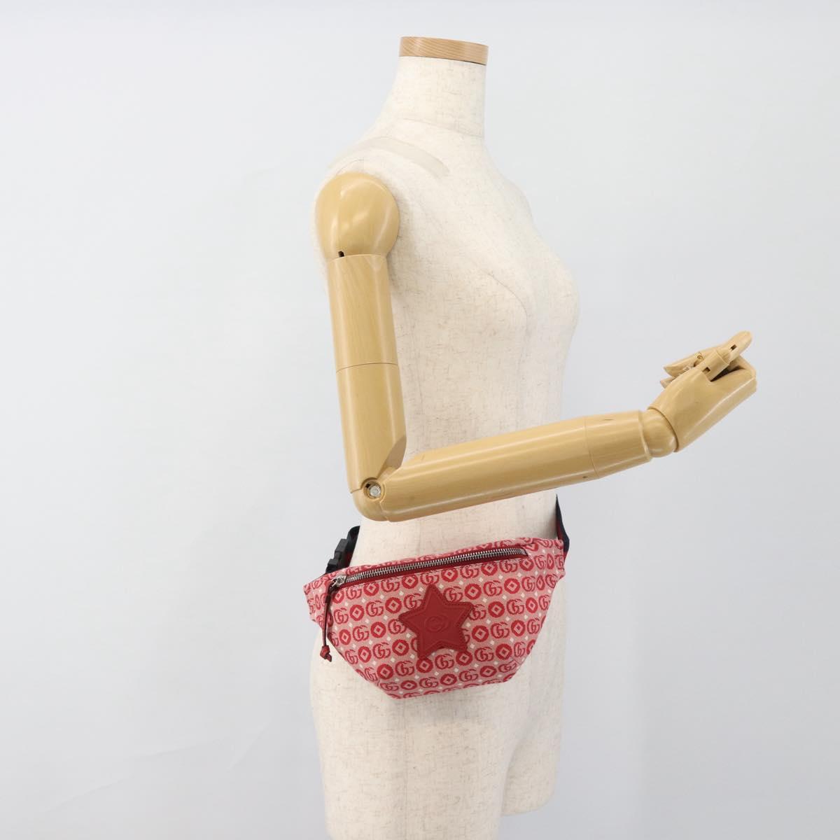GUCCI Children's Sherry Line Waist bag Canvas Navy Red 502095 Auth ka4751M