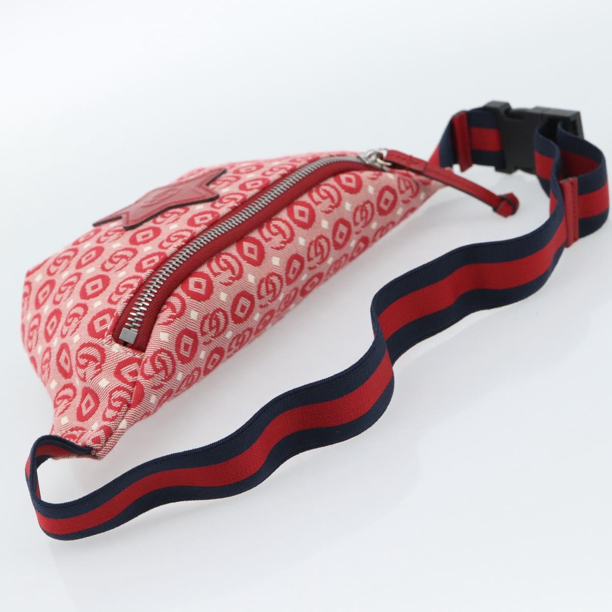 GUCCI Children's Sherry Line Waist bag Canvas Navy Red 502095 Auth ka4751M