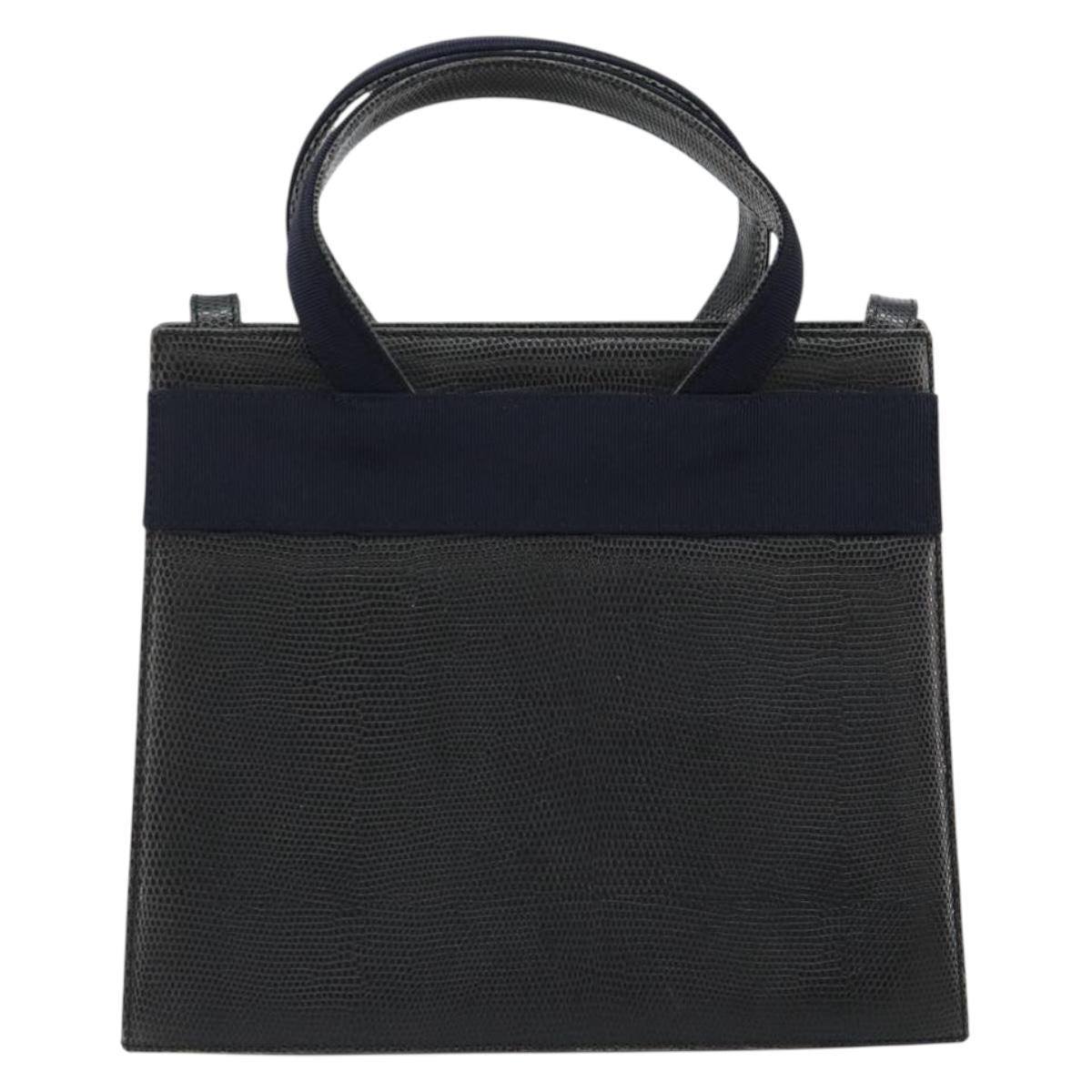 Salvatore Ferragamo Vala Hand Bag Leather 2way Navy Gold Auth ka4752