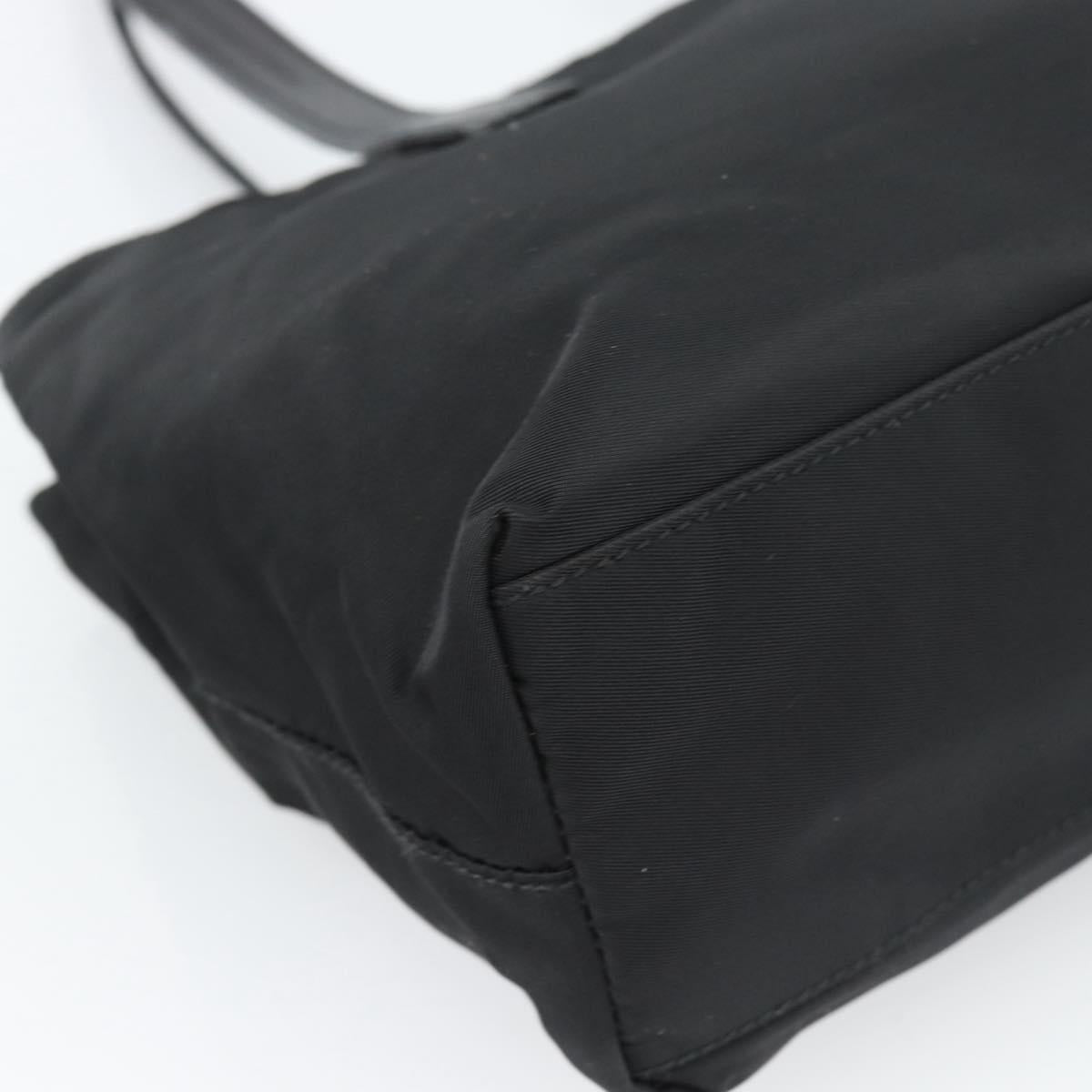 PRADA Tote Bag Nylon Leather Black Silver Auth ka4753A