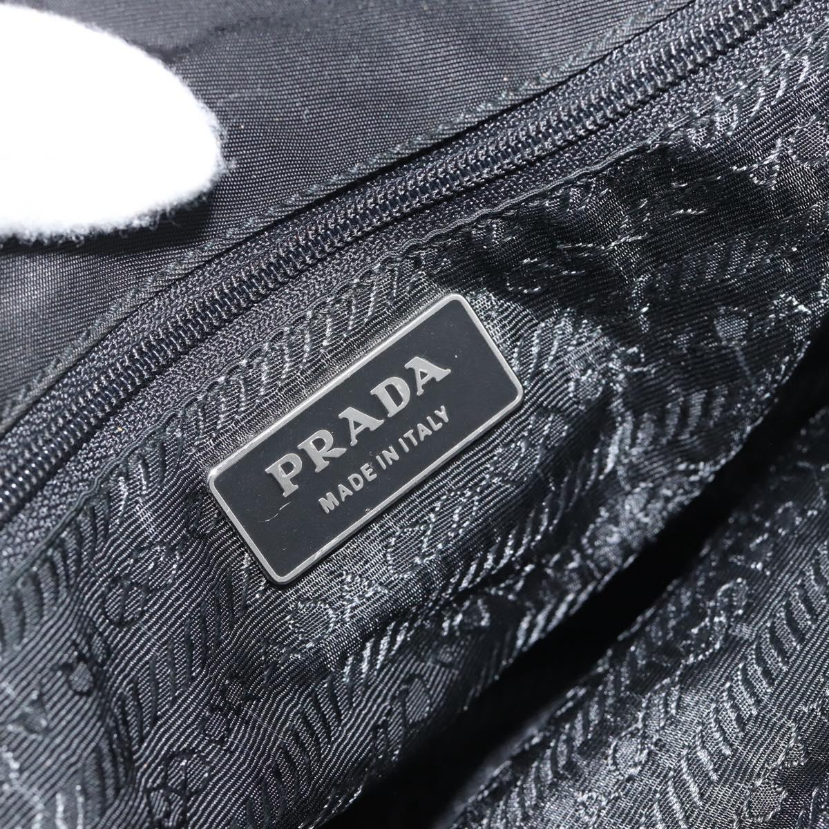 PRADA Tote Bag Nylon Leather Black Silver Auth ka4753A