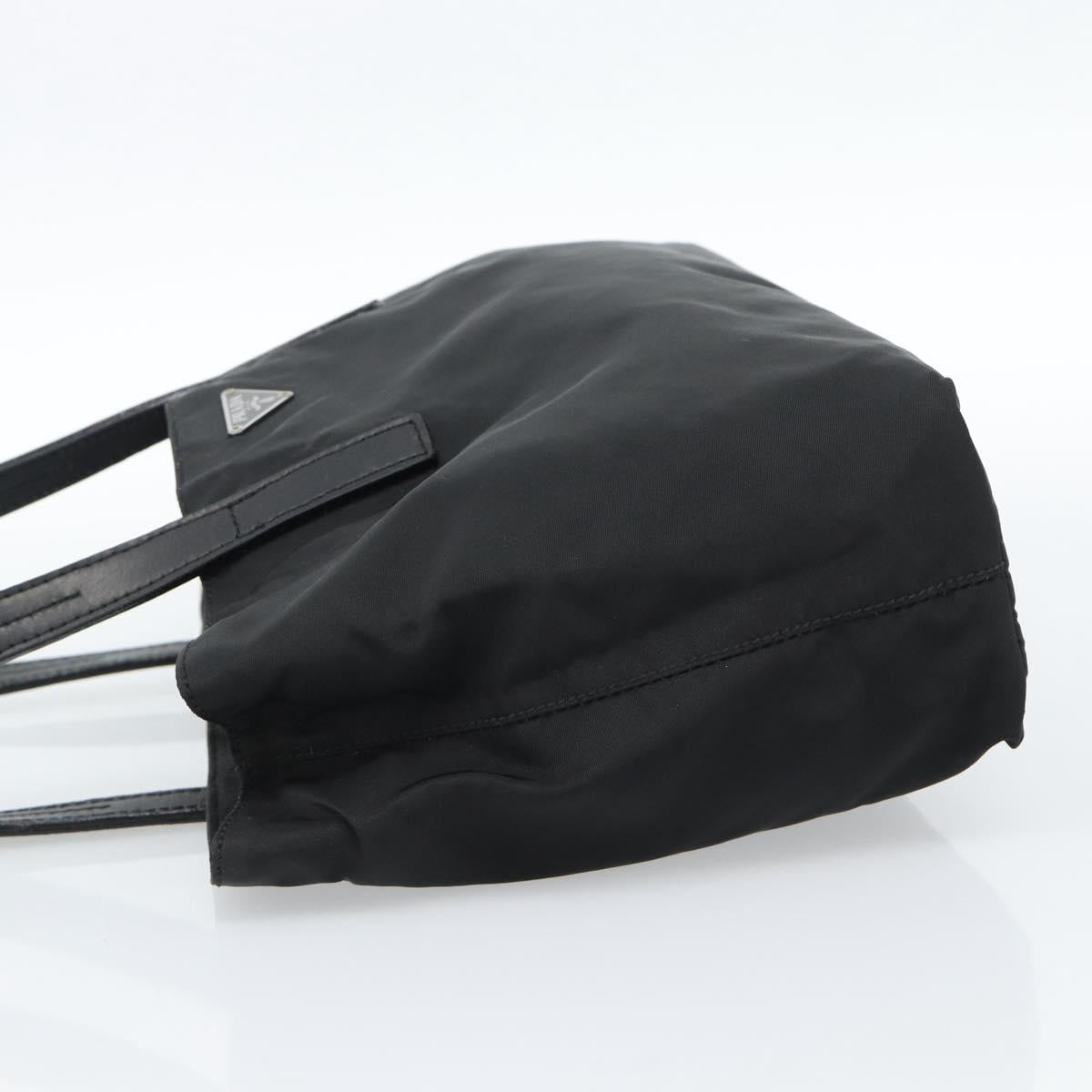 PRADA Tote Bag Nylon Leather Black Silver Auth ka4753A