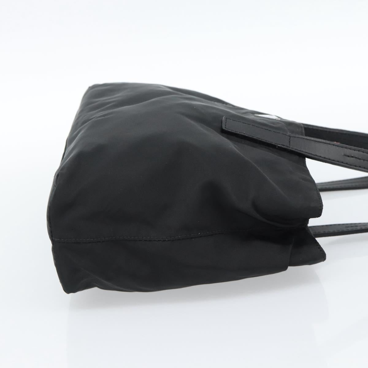 PRADA Tote Bag Nylon Leather Black Silver Auth ka4753A