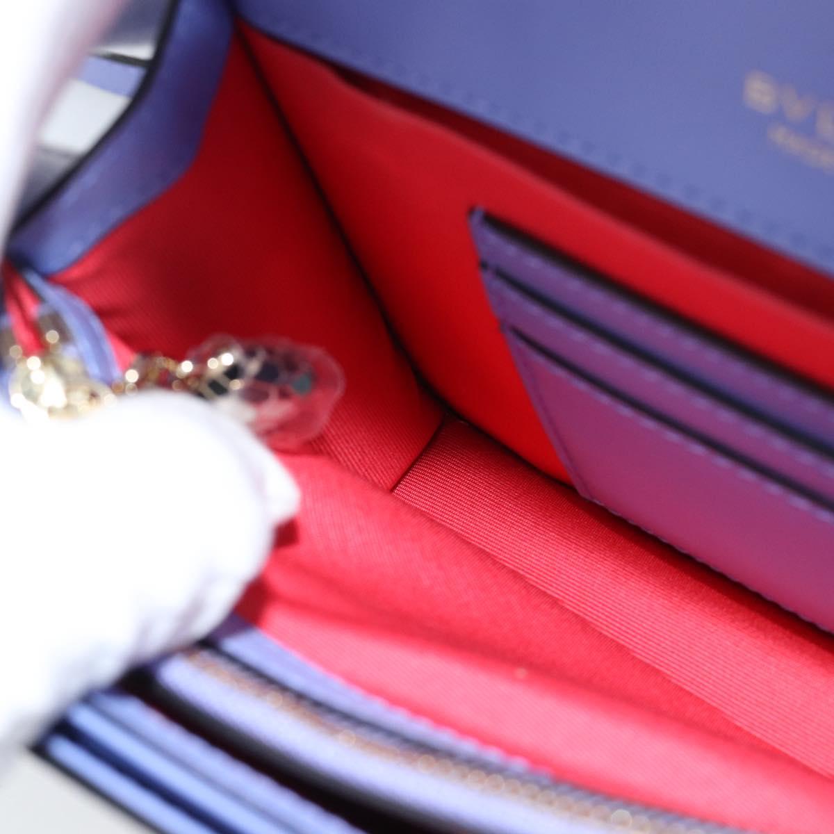 BVLGARI Chain Serpenti Shoulder Bag Leather Purple Gold Auth ka4755SAV