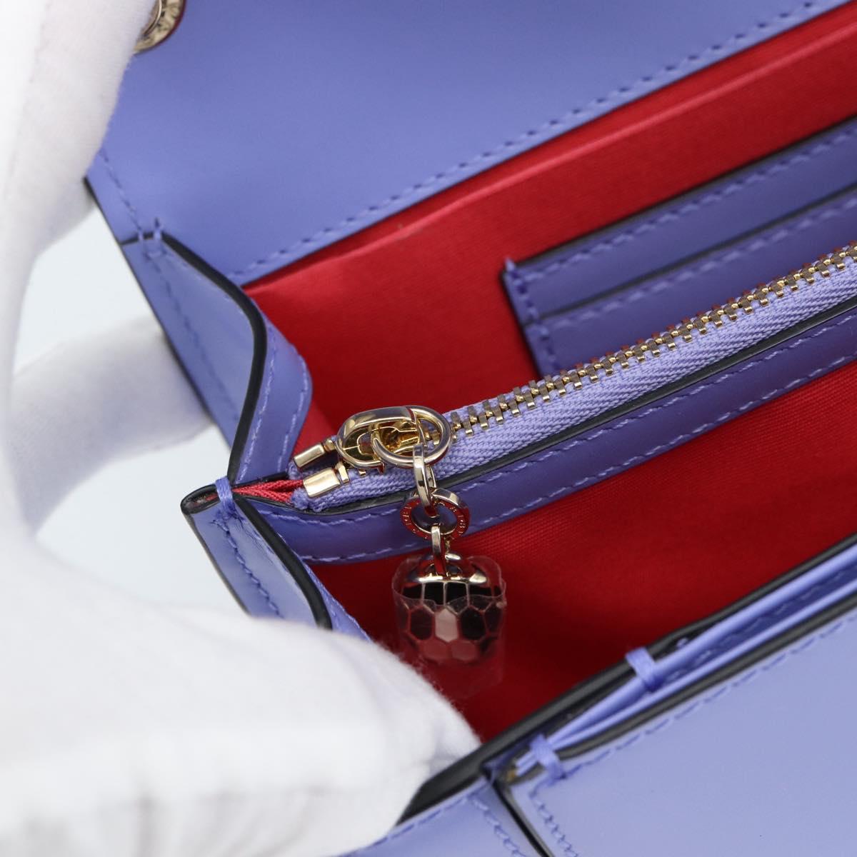 BVLGARI Chain Serpenti Shoulder Bag Leather Purple Gold Auth ka4755SAV
