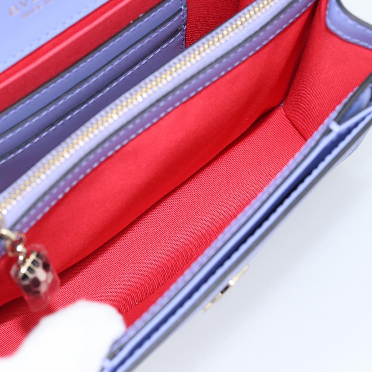 BVLGARI Chain Serpenti Shoulder Bag Leather Purple Gold Auth ka4755SAV