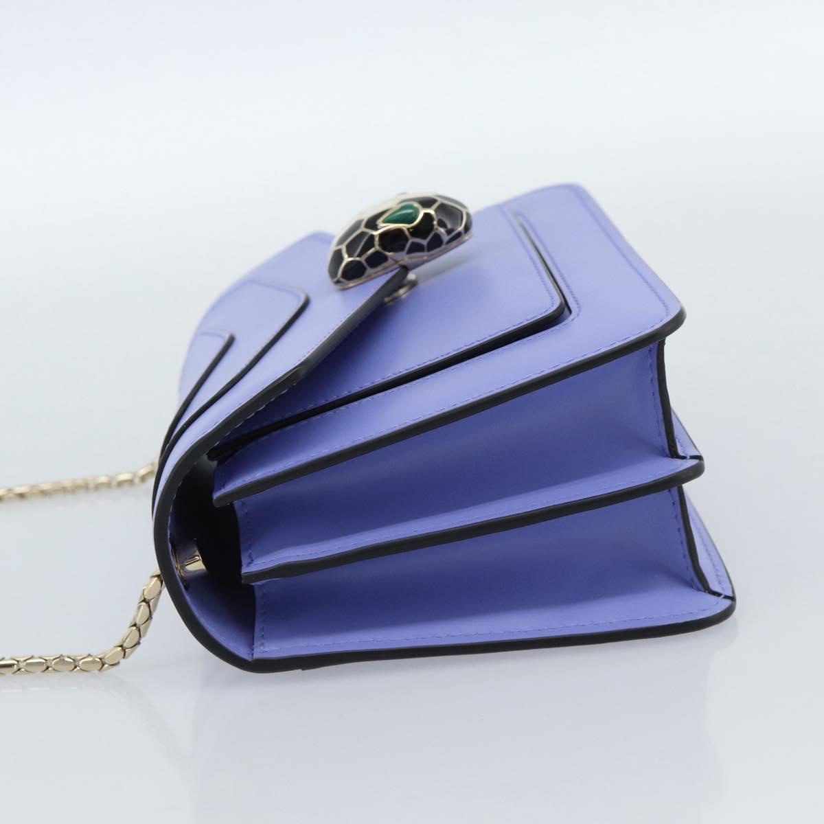 BVLGARI Chain Serpenti Shoulder Bag Leather Purple Gold Auth ka4755SAV